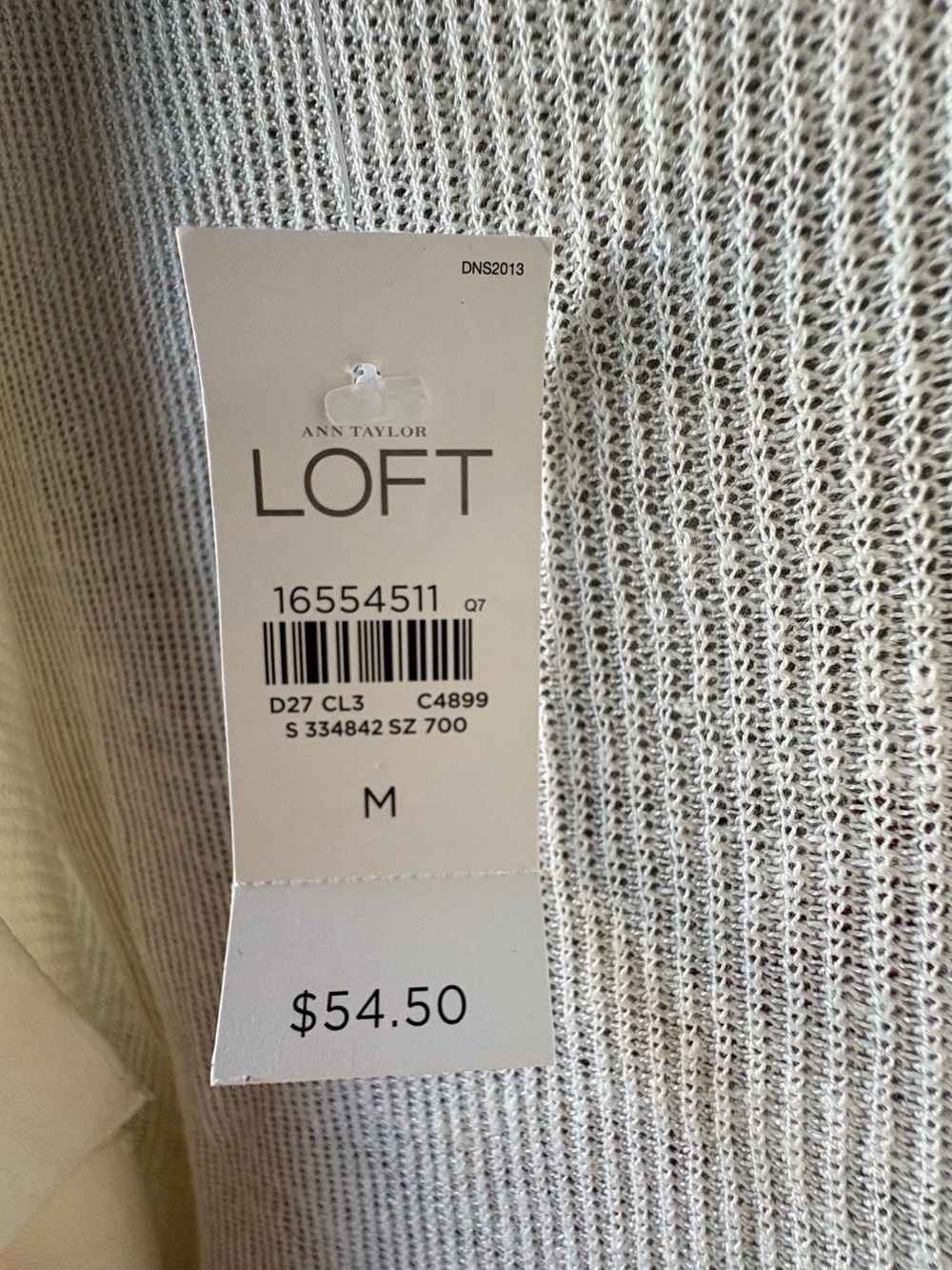 LOFT Ivory Open-Front Draped Ribbed Cardigan - Picture 3 of 4